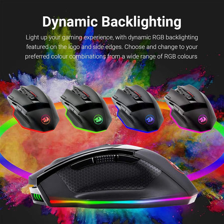 M801 PC Gaming Mouse LED RGB Backlit MMO 9 Programmable Buttons Mouse with Macro Recording Side Buttons Rapid Fire Button for Windows Computer Gamer (Wireless, Black)